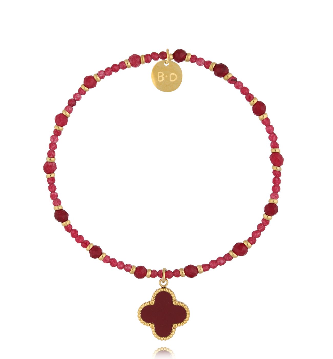 Bransoletka bordowa z koniczynką - By Dziubeka