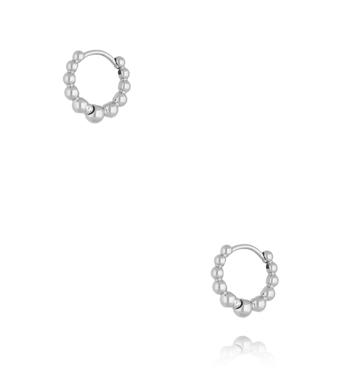 Kolczyk klasyczne srebrne kółeczka w kulki - By Dziubeka