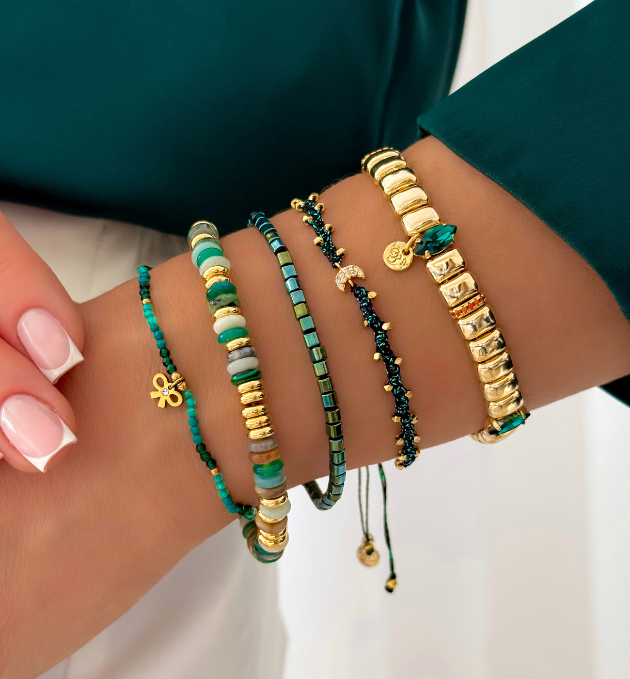 Zestaw zielonych bransoletek Z0388 - By Dziubeka