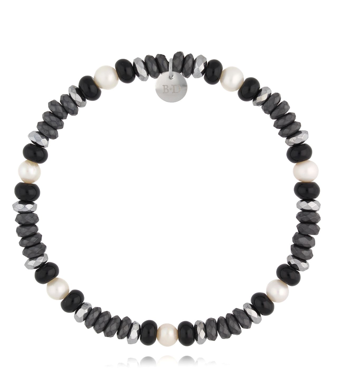 Bransoletka z hematytami i perłami Eindridi BMITC0578