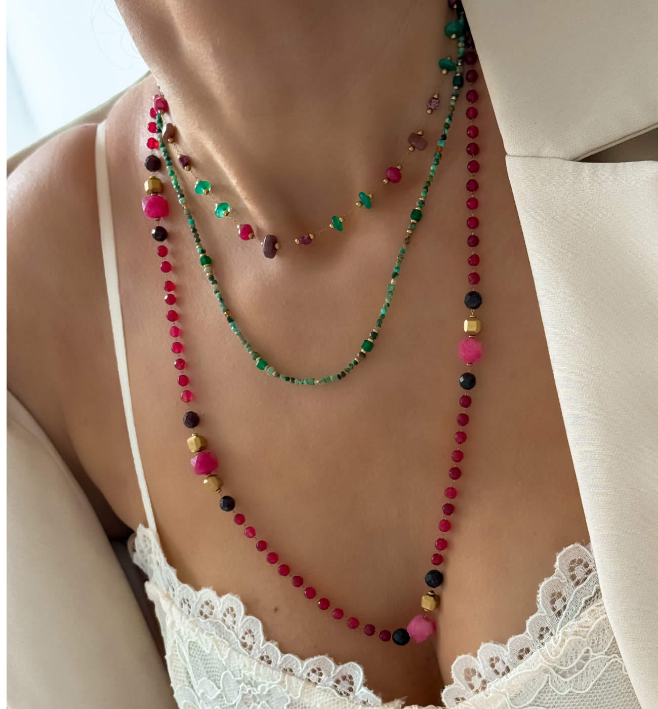 Zestaw kolorowych naszyjników Z0410 - By Dziubeka