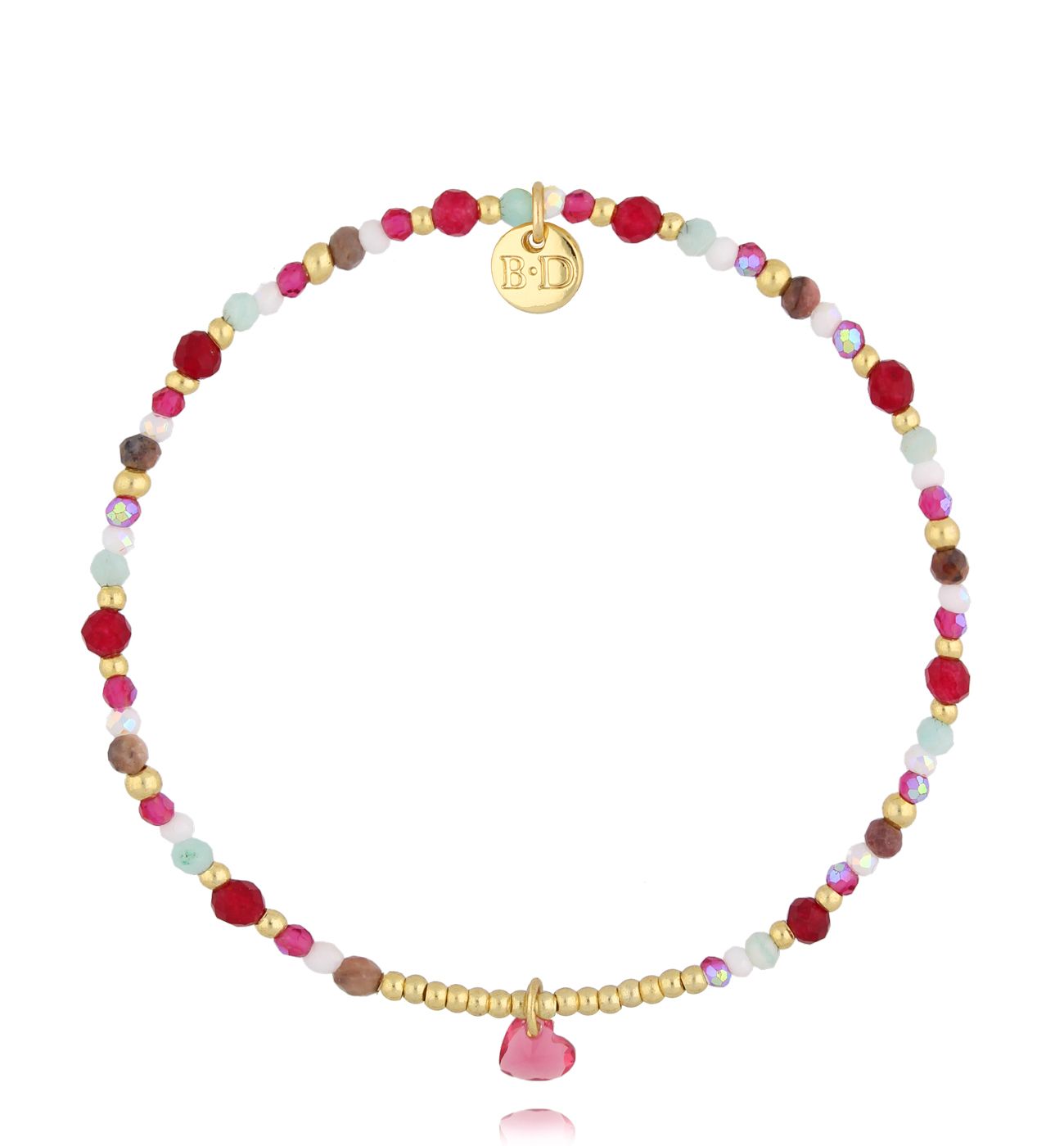 Bransoletka kolorowa z sercem - By Dziubeka