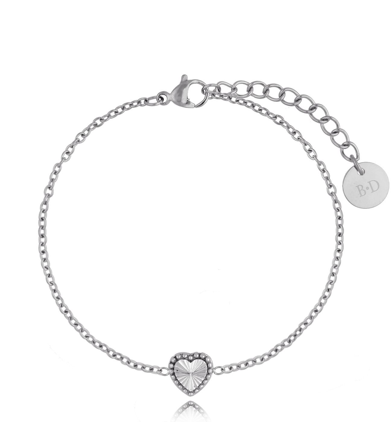 Bransoletka srebrna z sercem Lille BSA0359