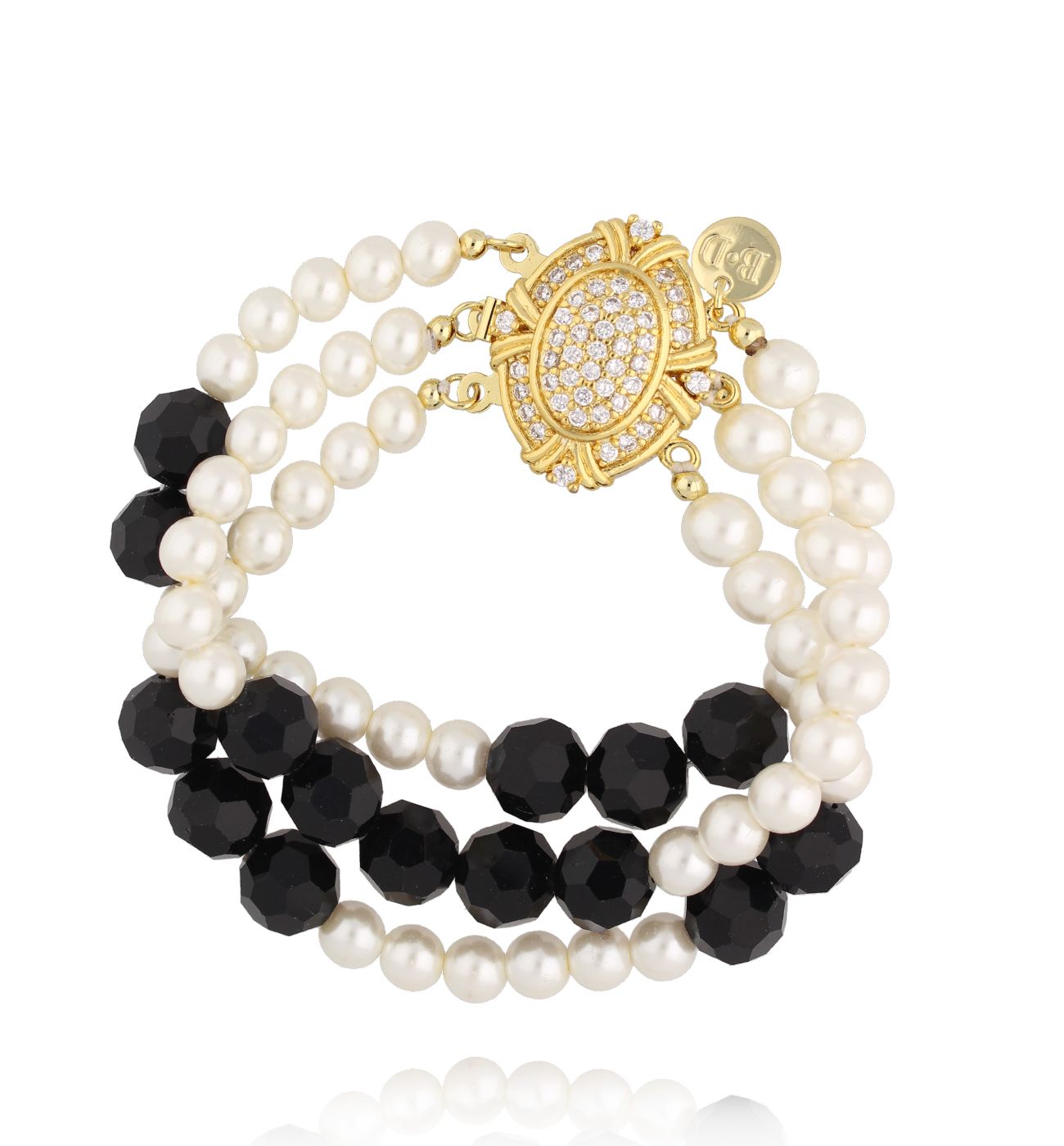 Bransoletka z pereł i kryształowym zapięciem BSS0226 - By Dziubeka