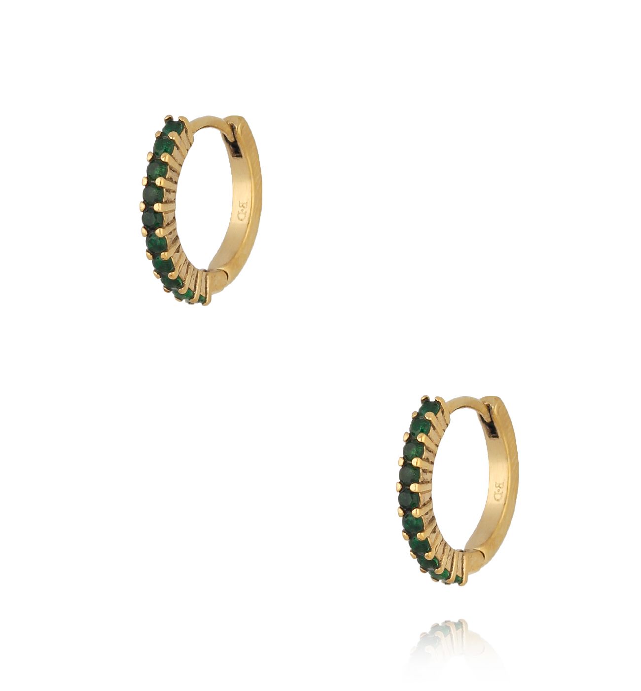 Kolczyki koła złote z zielonymi cyrkoniami Brasília II - By Dziubeka