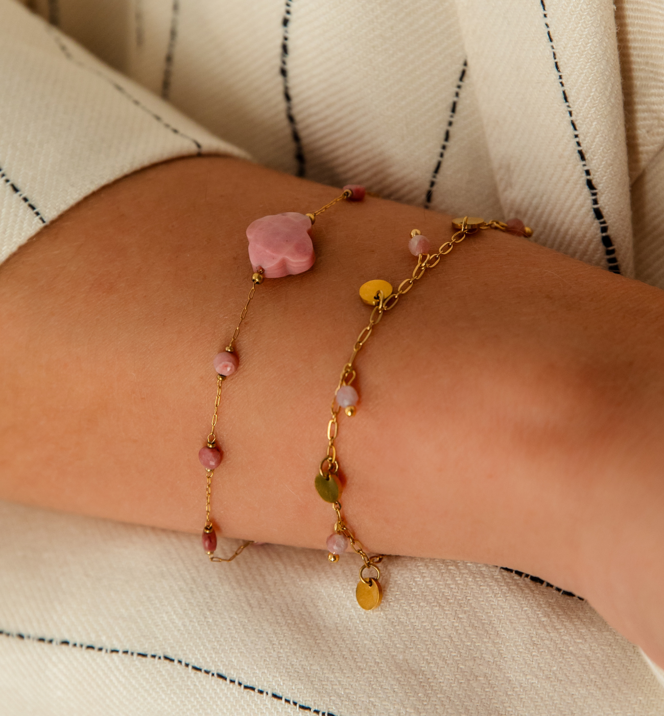 Zestaw bransoletek z rodonitami Z0474 - By Dziubeka