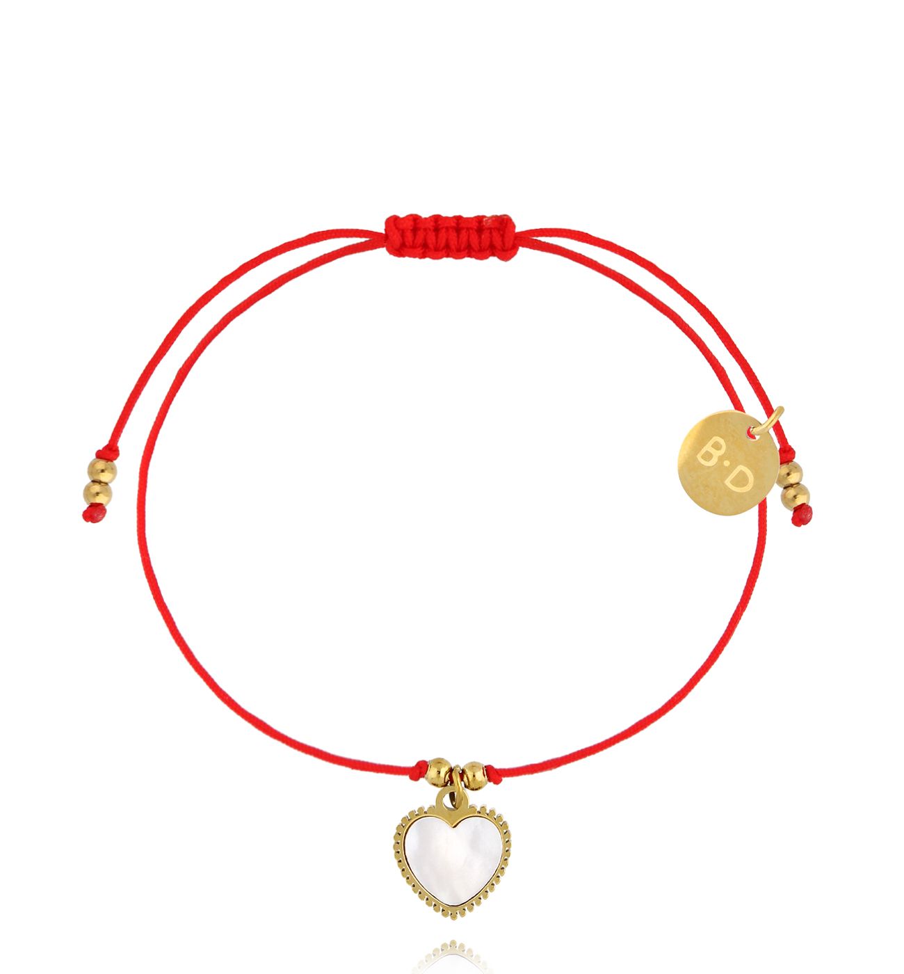 Bransoletka z czerwonym sznurkiem i serduszkiem BGL1018 - By Dziubeka