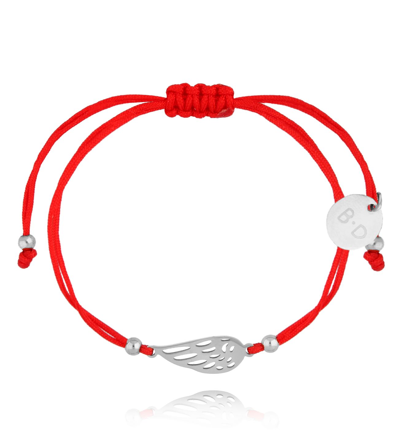 Bransoletka czerwona ze srebrnym skrzydełkiem Wing BGL0871