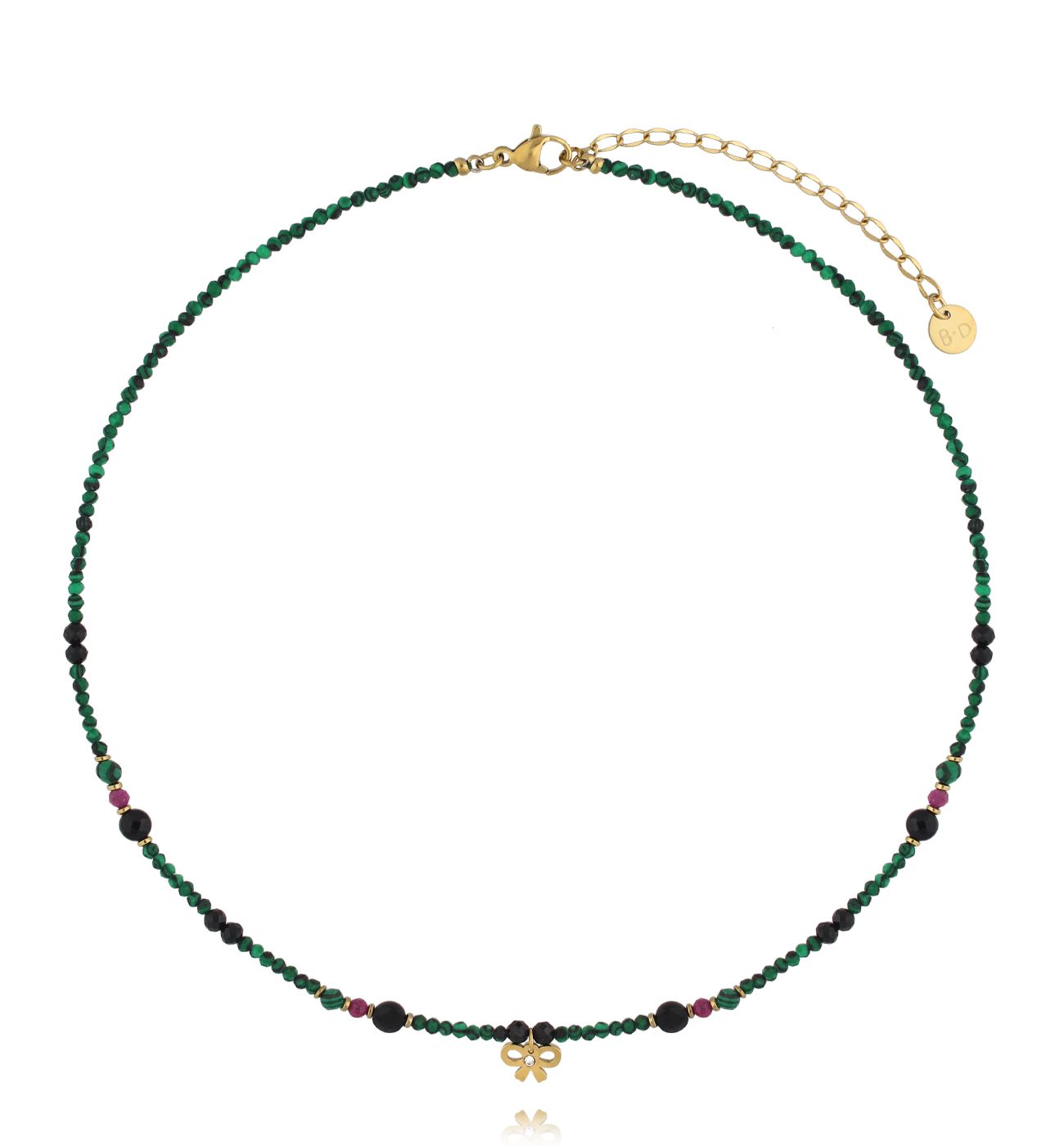 Naszyjnik zielony z kokardką - By Dziubeka