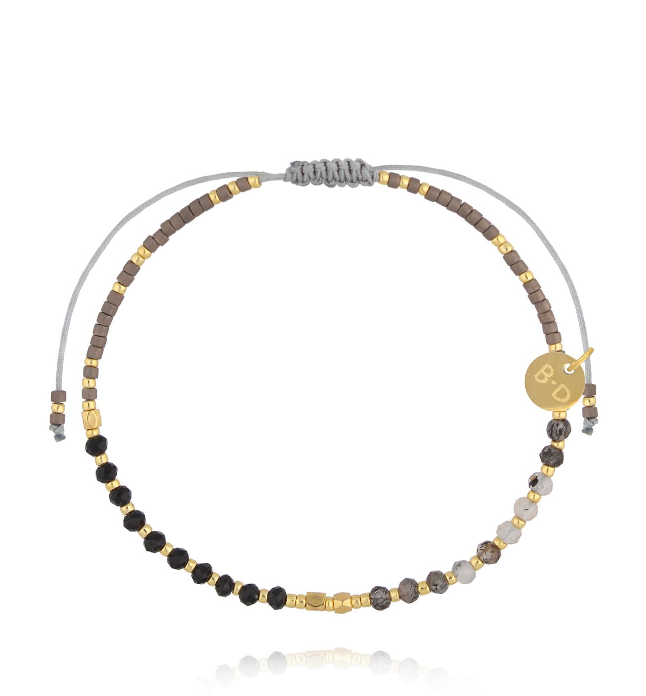 Bransoletka z kwarcami z rutylem i czarnymi agatami BMT0325 - By Dziubeka