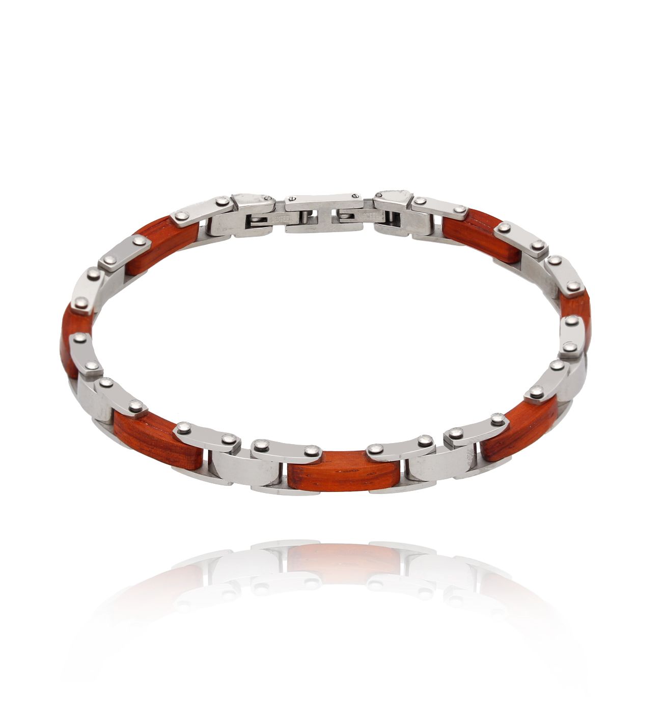 Bransoletka męska z drewna i stali Zaire BMITC0460