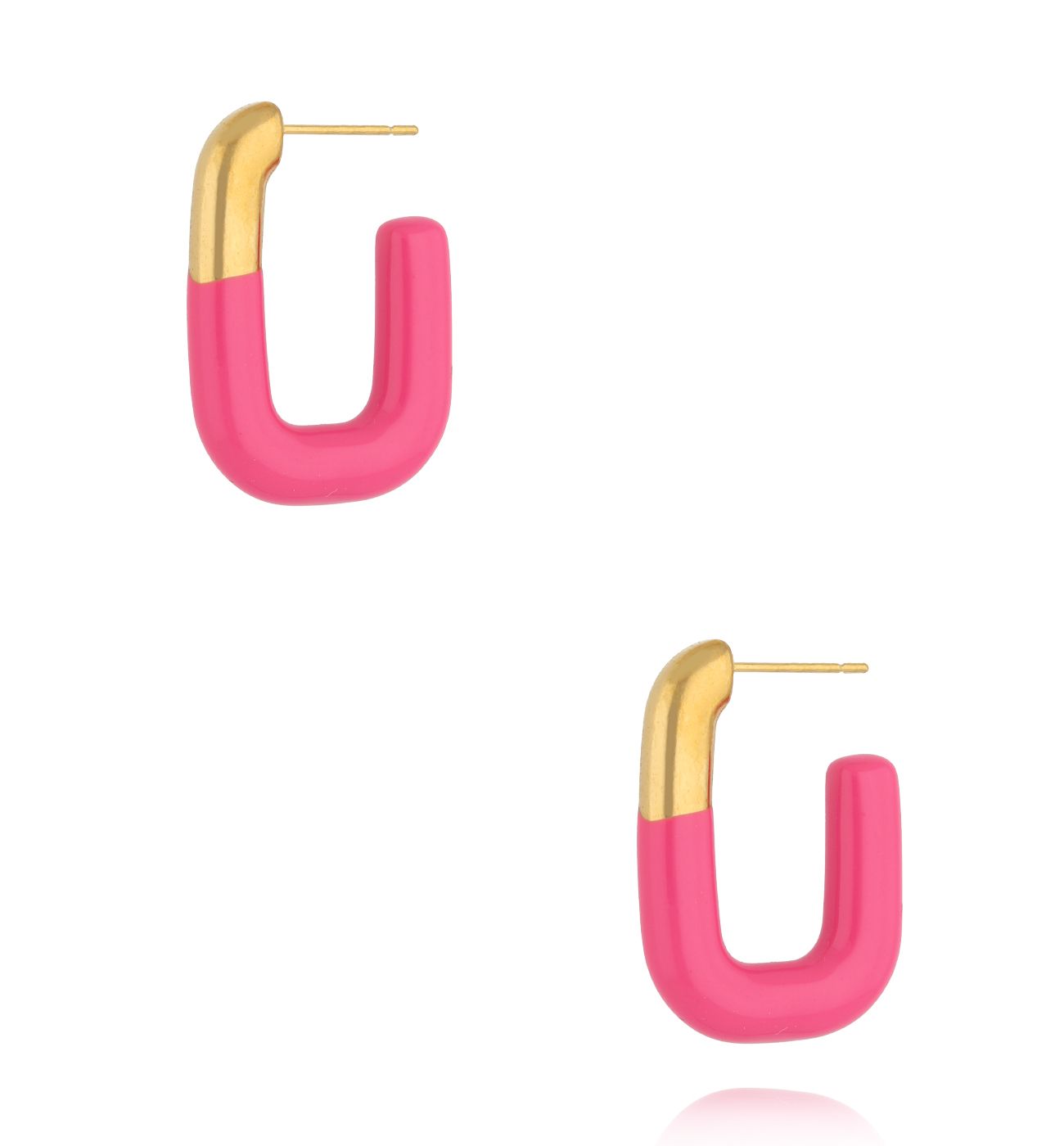Kolczyki emaliowane fuksjowe owalne KSY0506 - By Dziubeka