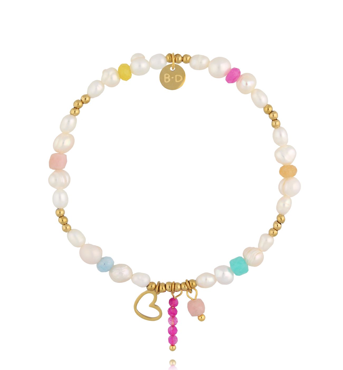 Bransoletka z perłami i serduszkiem - By Dziubeka