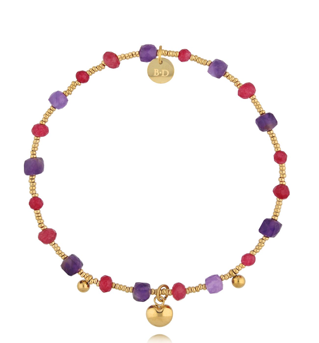 Bransoletka fioletowo fuksjowa - By Dziubeka