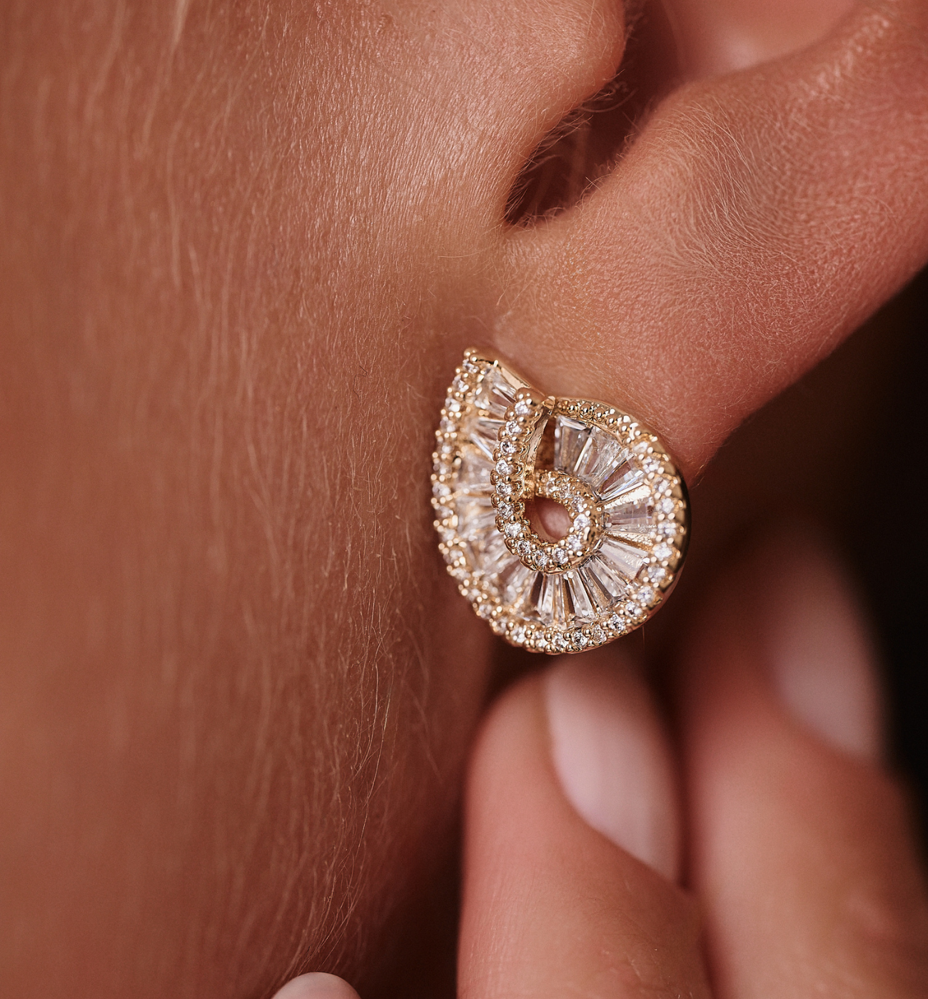 Kolczyki z kryształkami złote - By Dziubeka