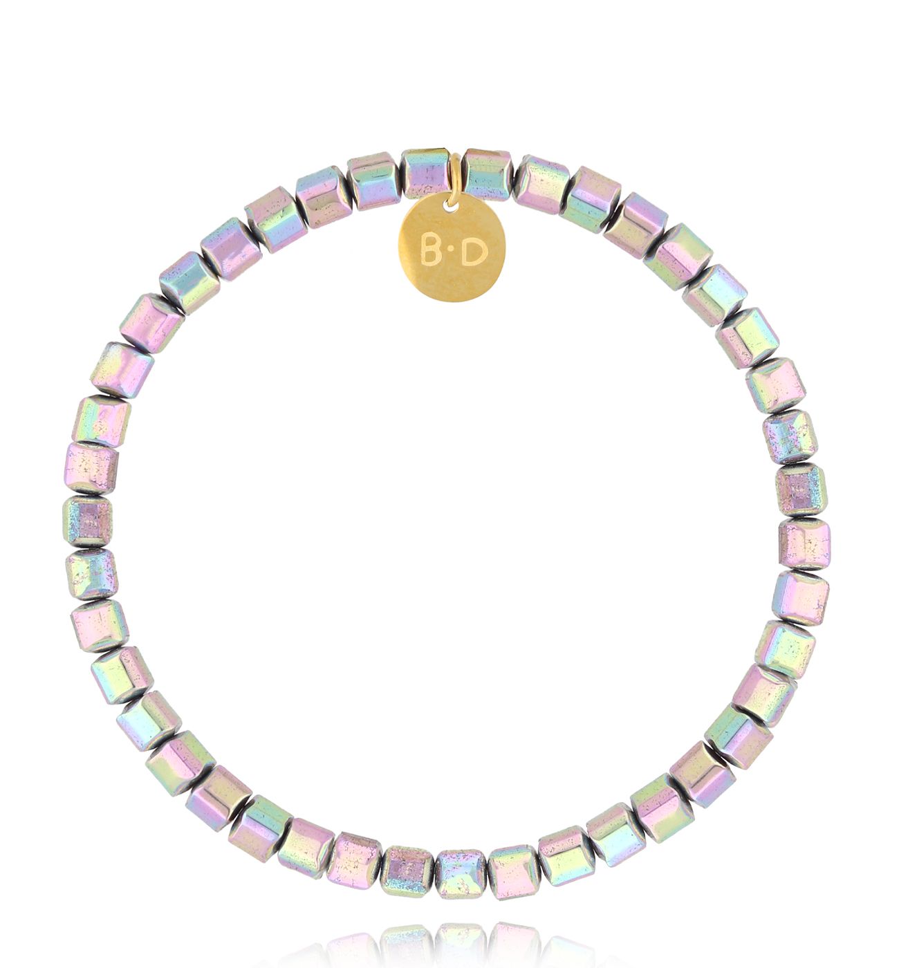 Bransoletka srebrno różowa z hematytami damska Relief BTW2611