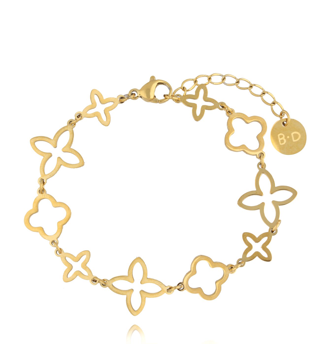 Bransoletka złota z koniczynkami BSY0157 - By Dziubeka