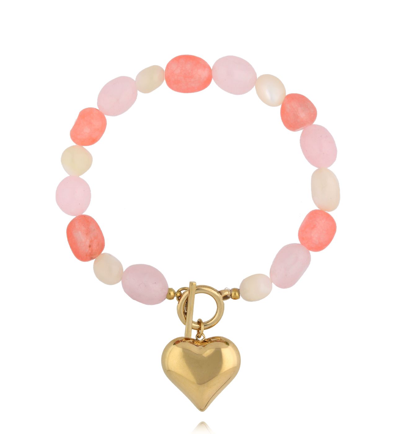 Bransoletka pastelowa ze złotym sercem BPA0605