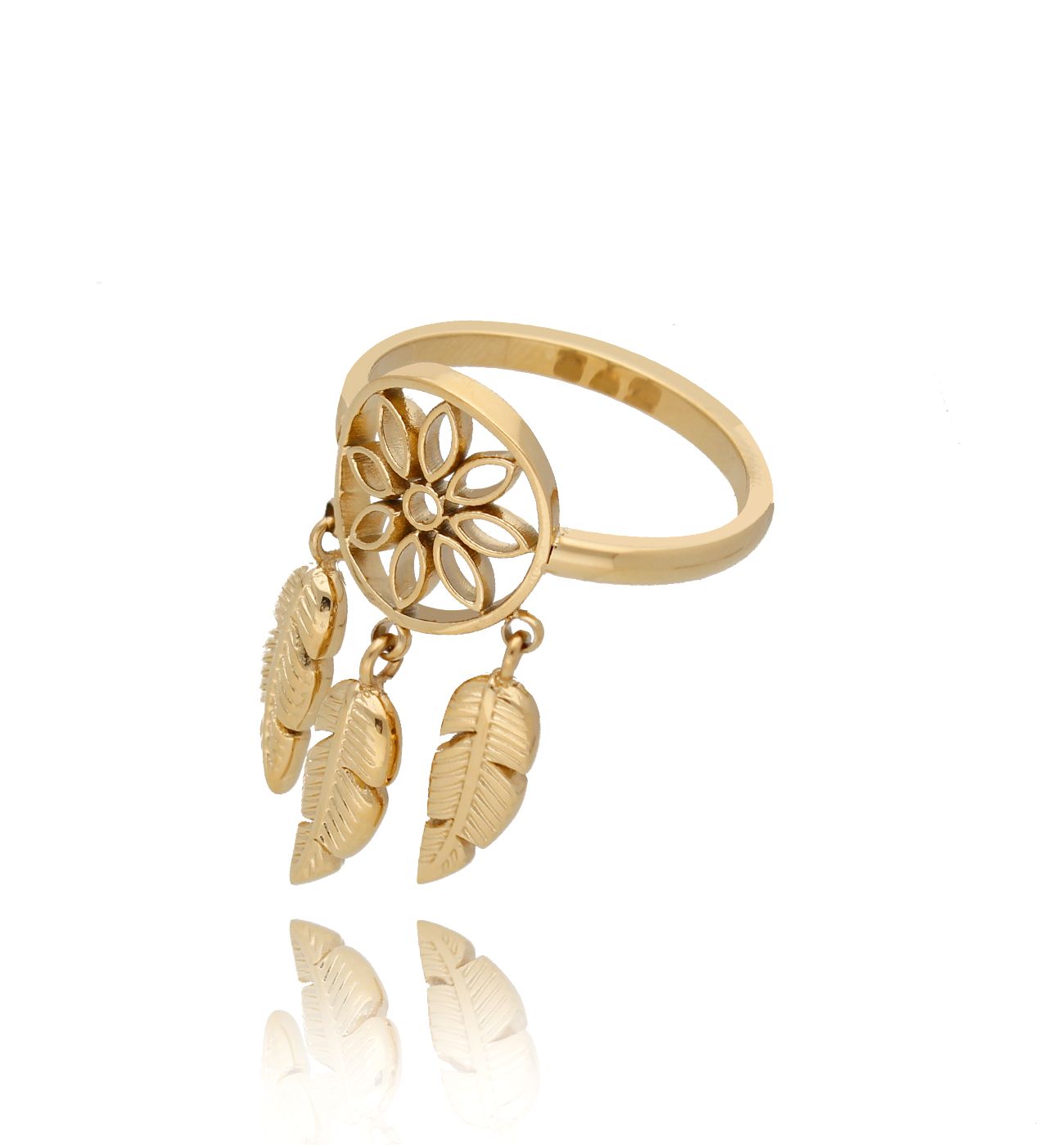 Pierścionek pozłacany ze stali szlachetnej Good for You rozmiar 13 - By Dziubeka