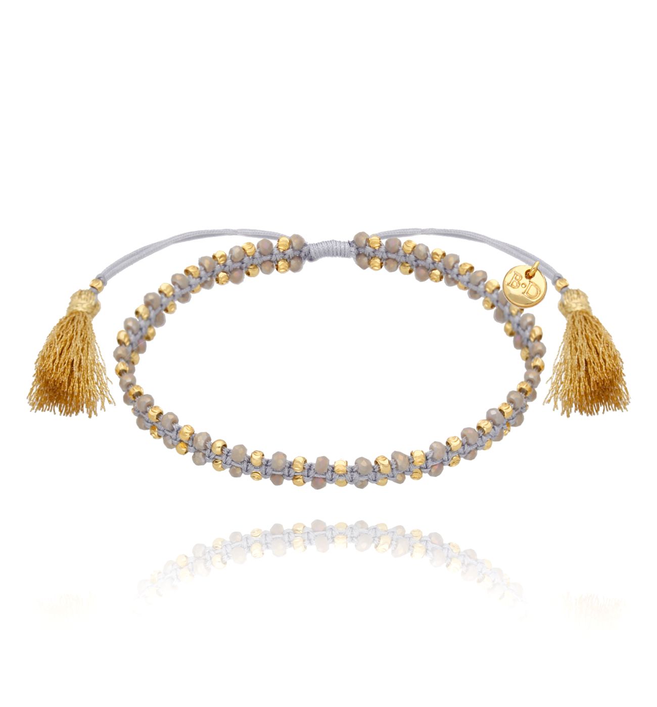 Bransoletka z szarym sznurkiem i kryształkami Moana - By Dziubeka