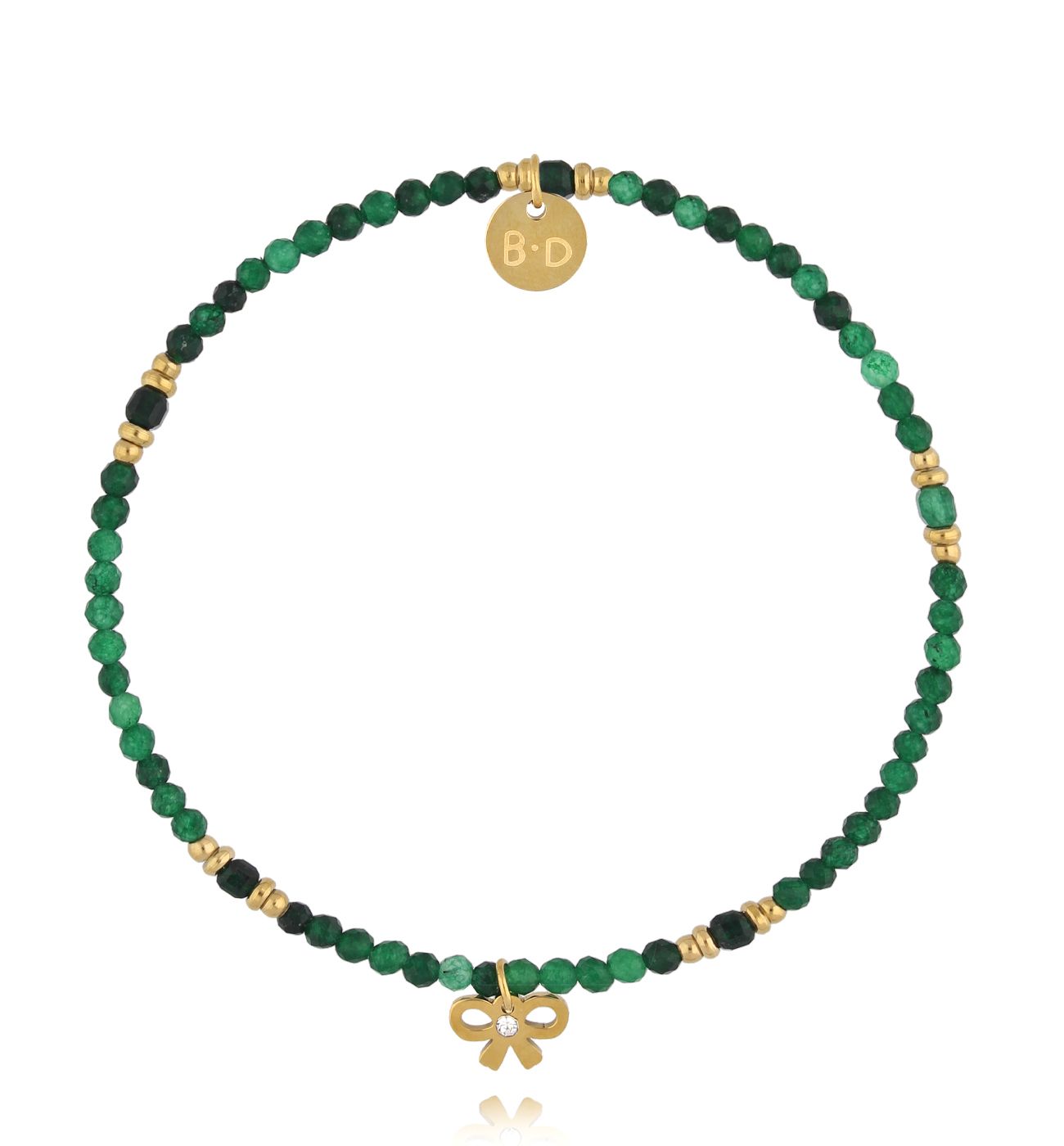 Bransoletka z zielonymi agatami i kokardką BTW3320