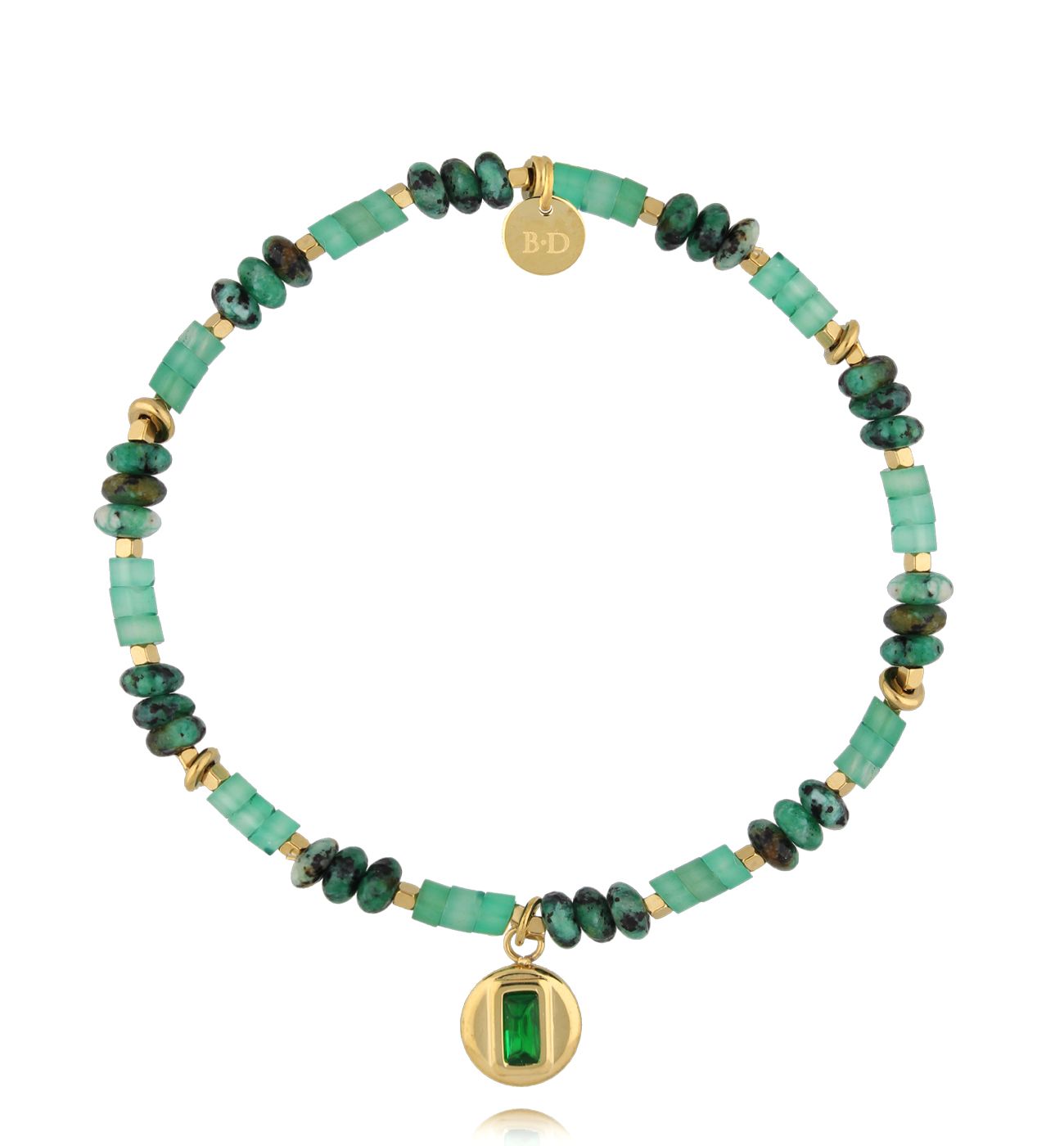 Bransoletka zielona z agatami i turkusami - By Dziubeka
