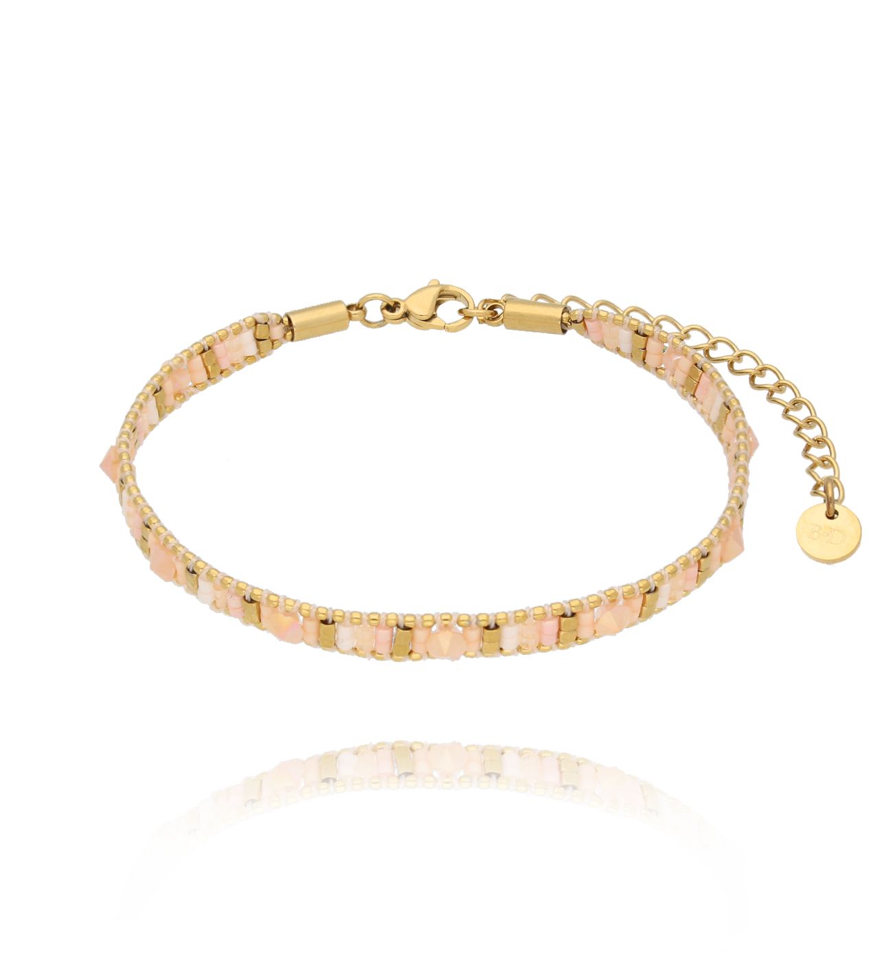 Bransoletka beżowo kremowa z koralikami Miyuki Decor - By Dziubeka