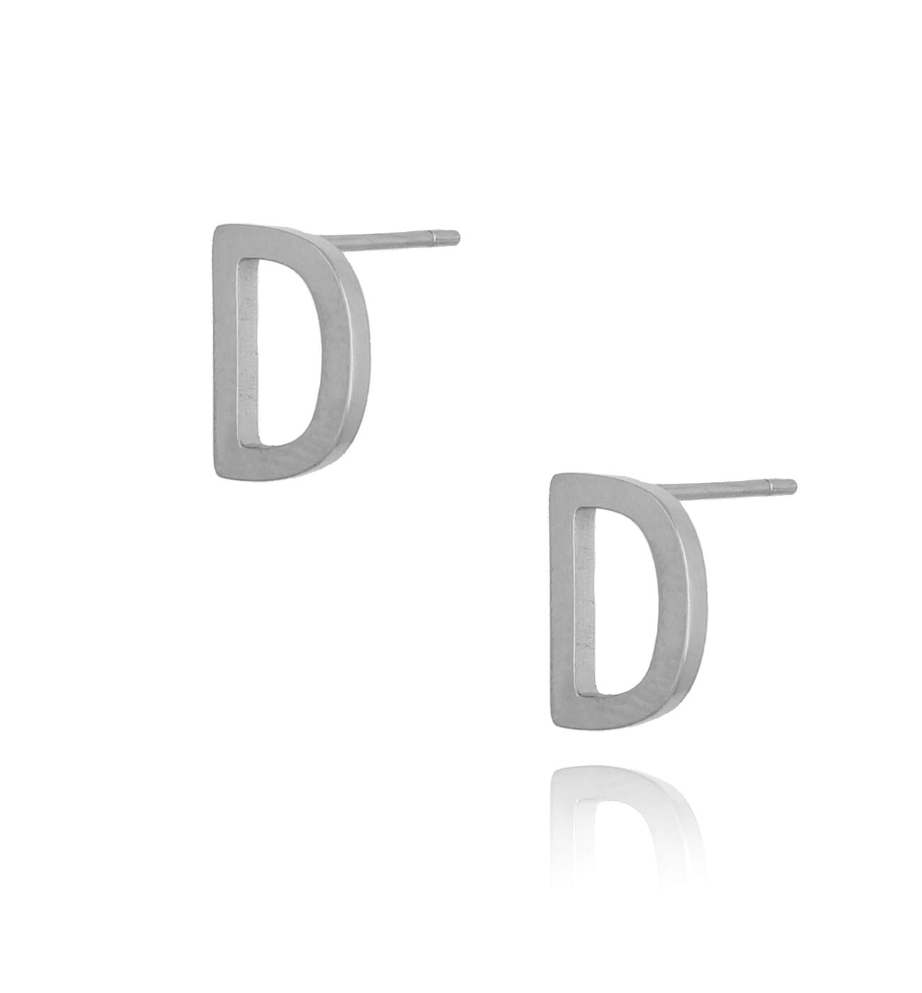 Kolczyki wkrętki srebrne z literką D - By Dziubeka