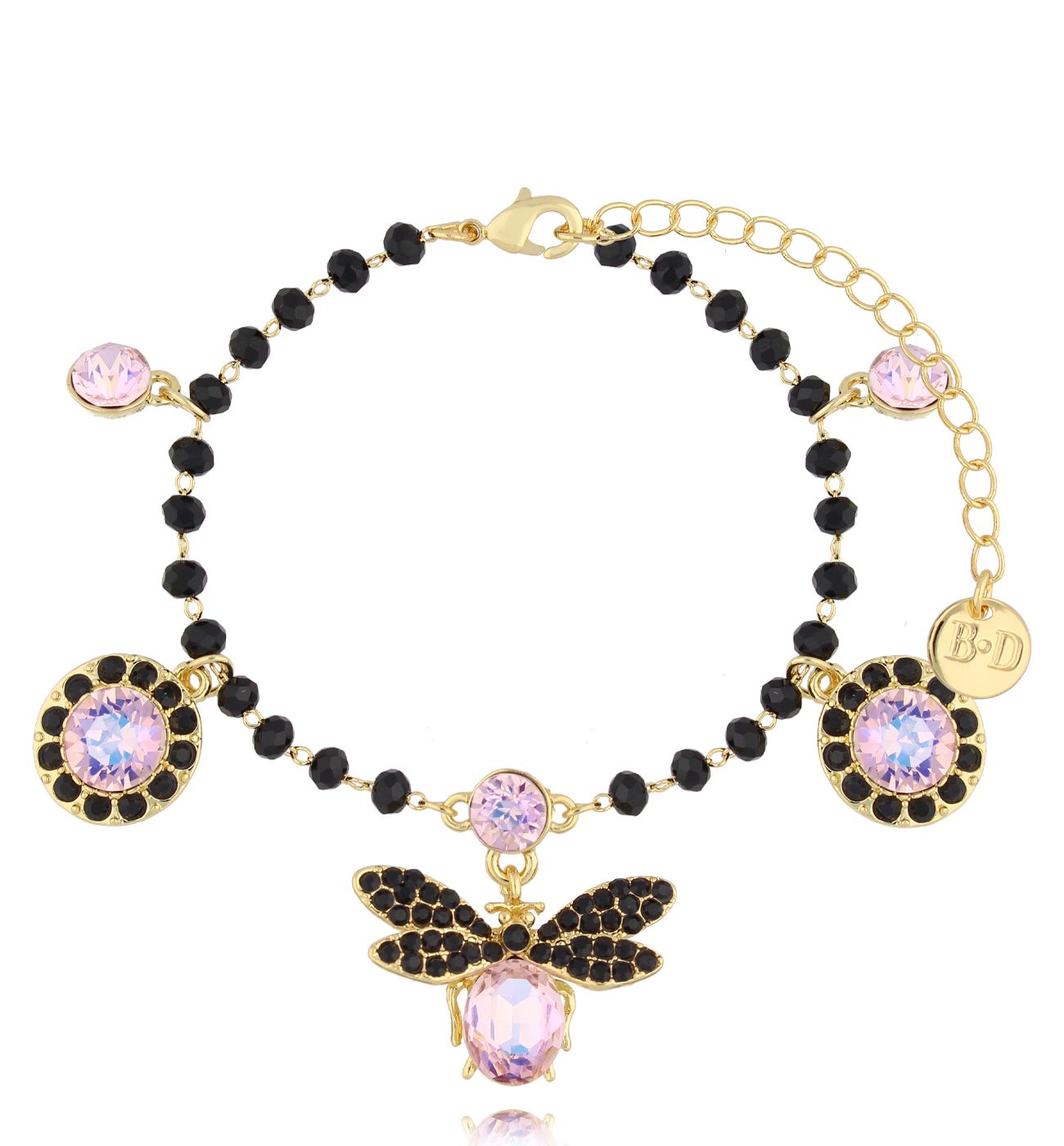 Bransoletka z różowym owadem i zawieszkami Revival BMI0175