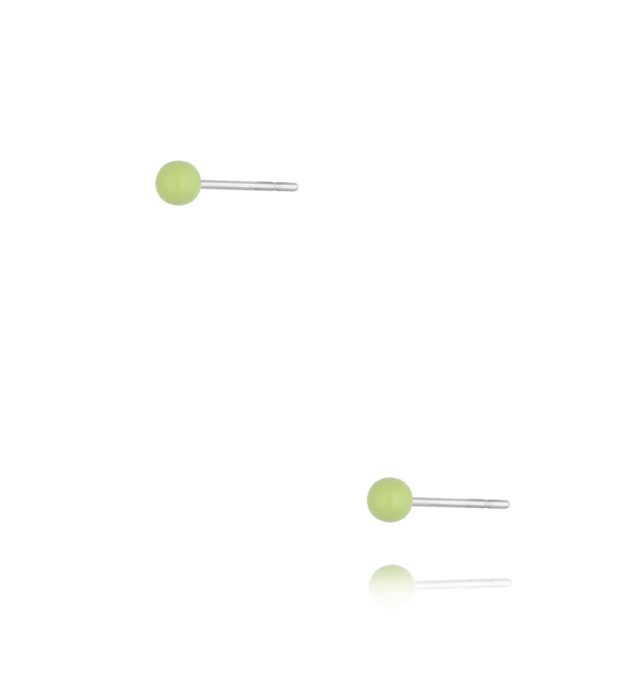 Kolczyki kulki z zieloną emalią 3 mm Enamel Balls - By Dziubeka