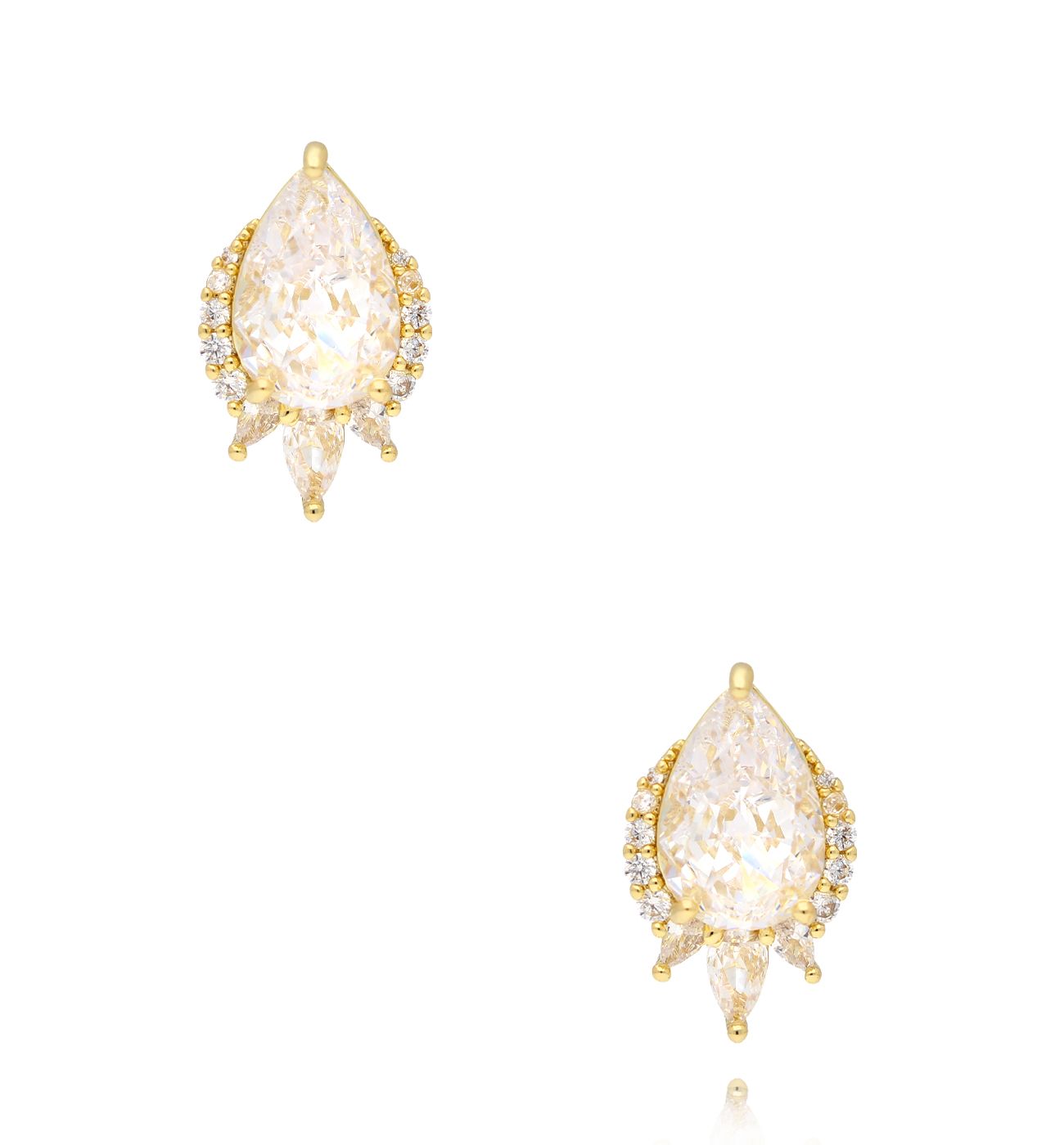 Kolczyki z transparentnymi cyrkoniami złote - By Dziubeka