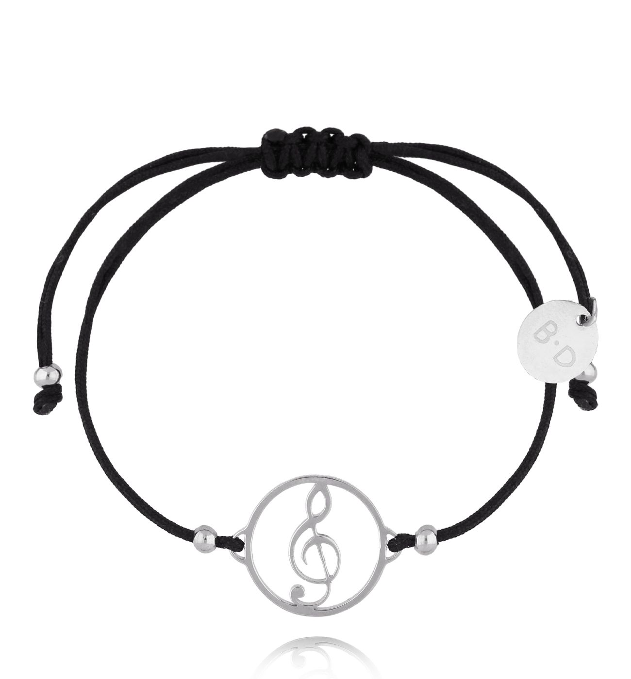 Bransoletka czarna ze srebrną nutką Musicale BGL0885 - By Dziubeka