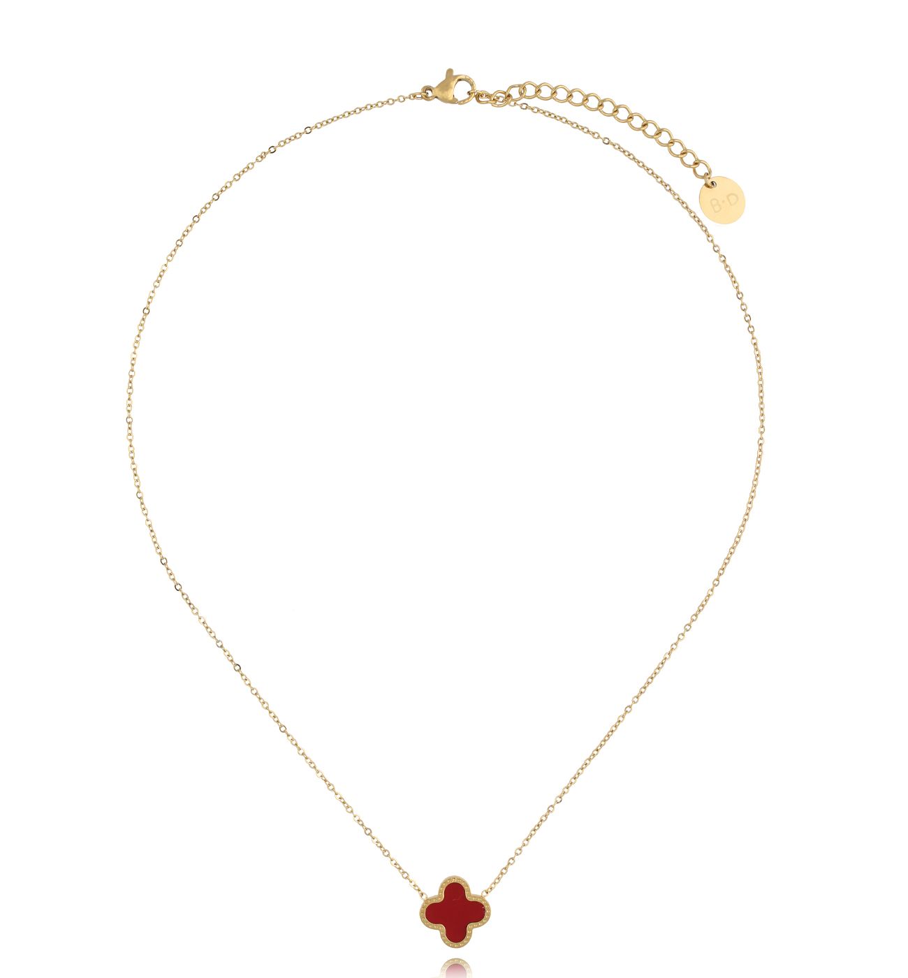 Naszyjnik z bordową koniczynką Clover NSY0209 - By Dziubeka