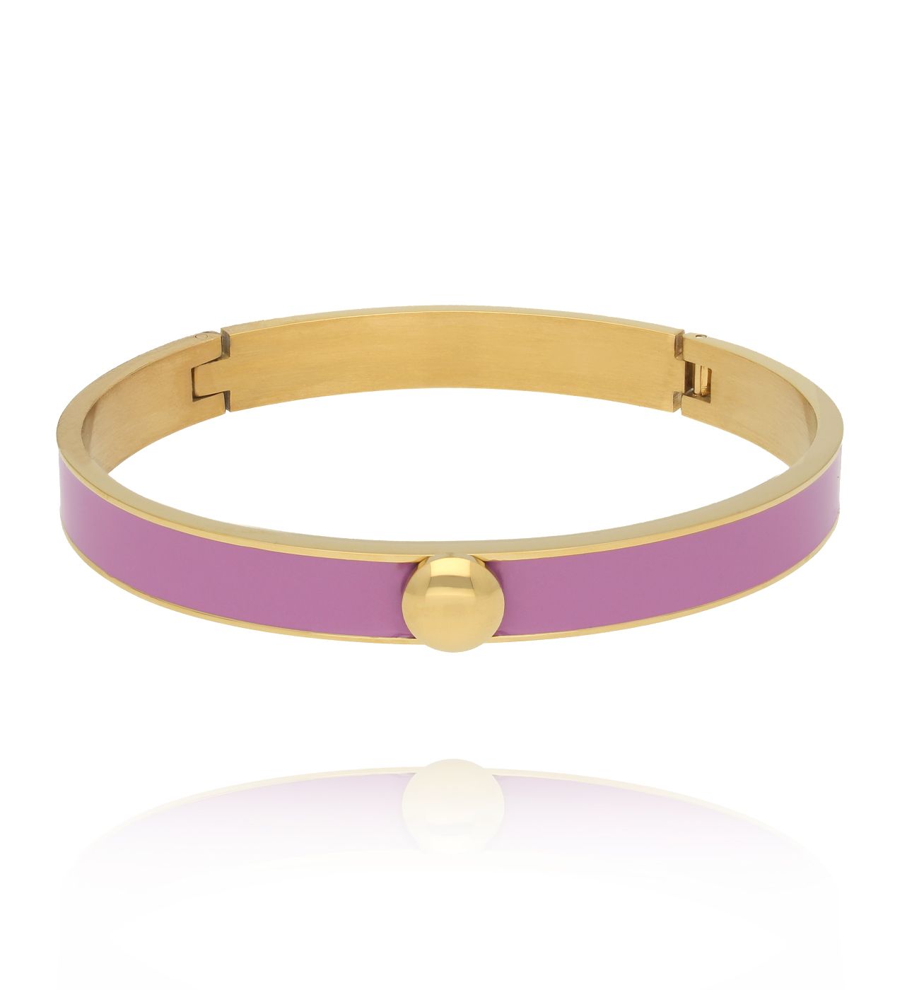 Bransoletka obręcz z fioletową emalią - By Dziubeka