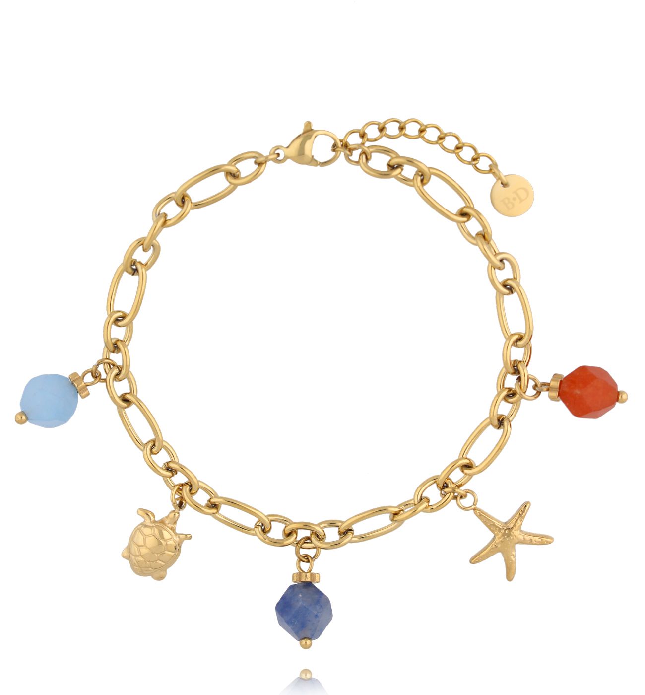 Bransoletka z morskimi zawieszkami i kolorowymi kamieniami - By Dziubeka