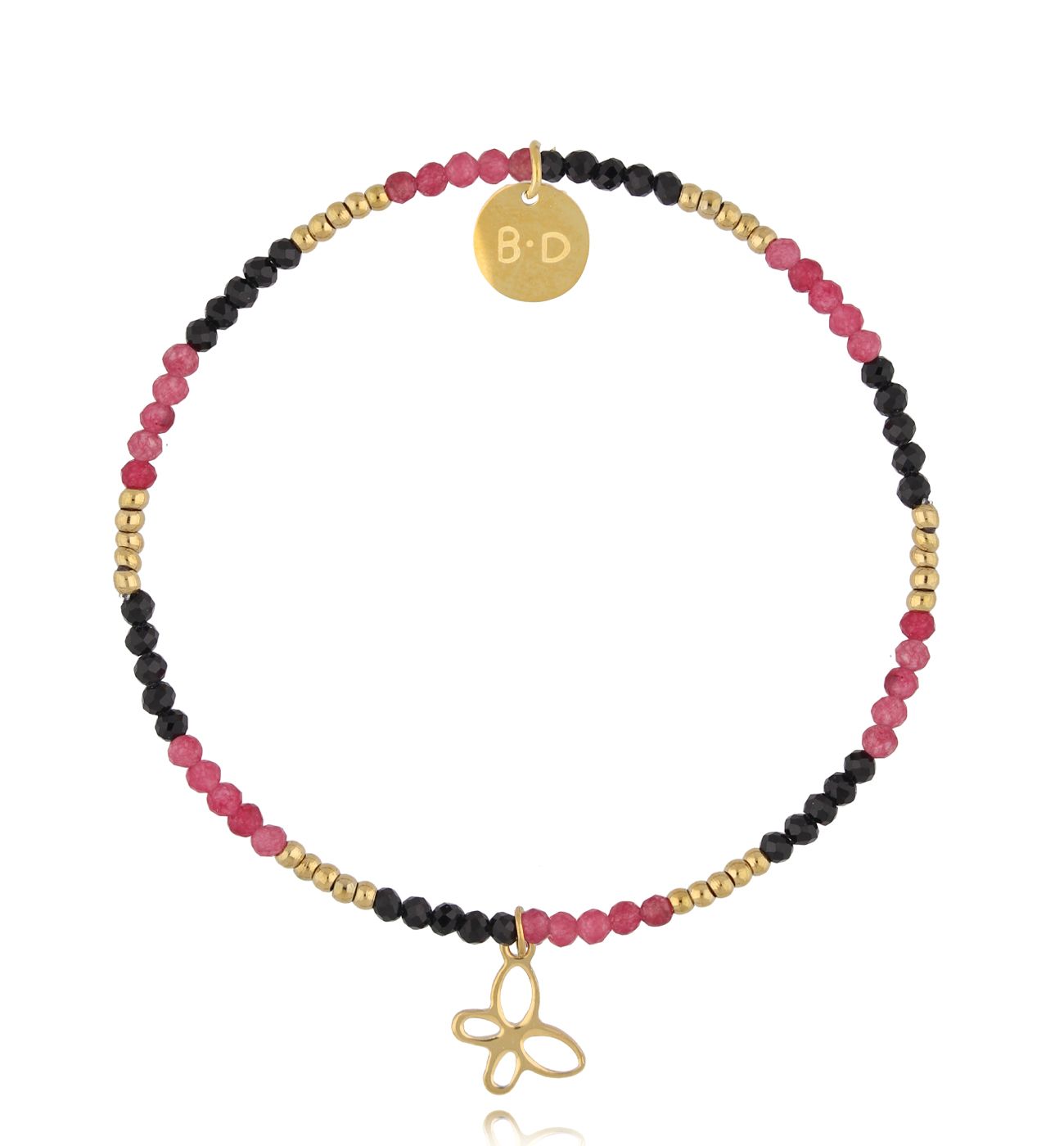 Bransoletka z turmalinami i motylkiem - By Dziubeka