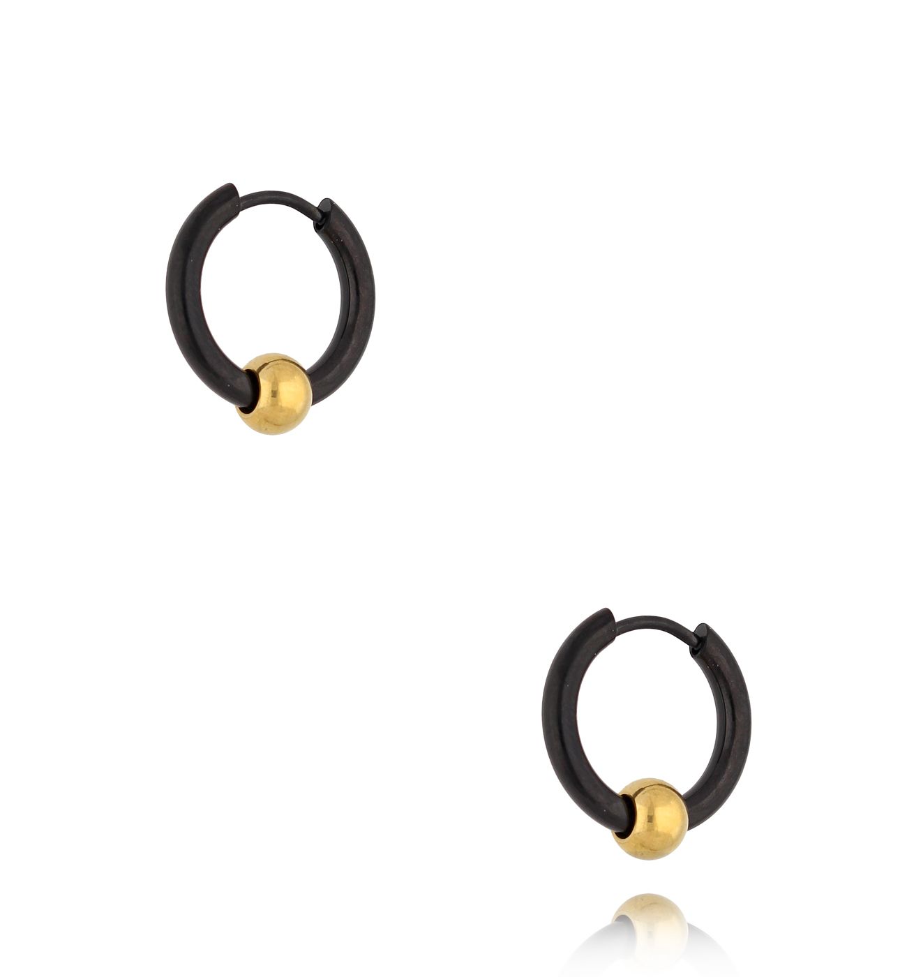 Kolczyki czarne kółka z kulką Eldgrim 072 - By Dziubeka