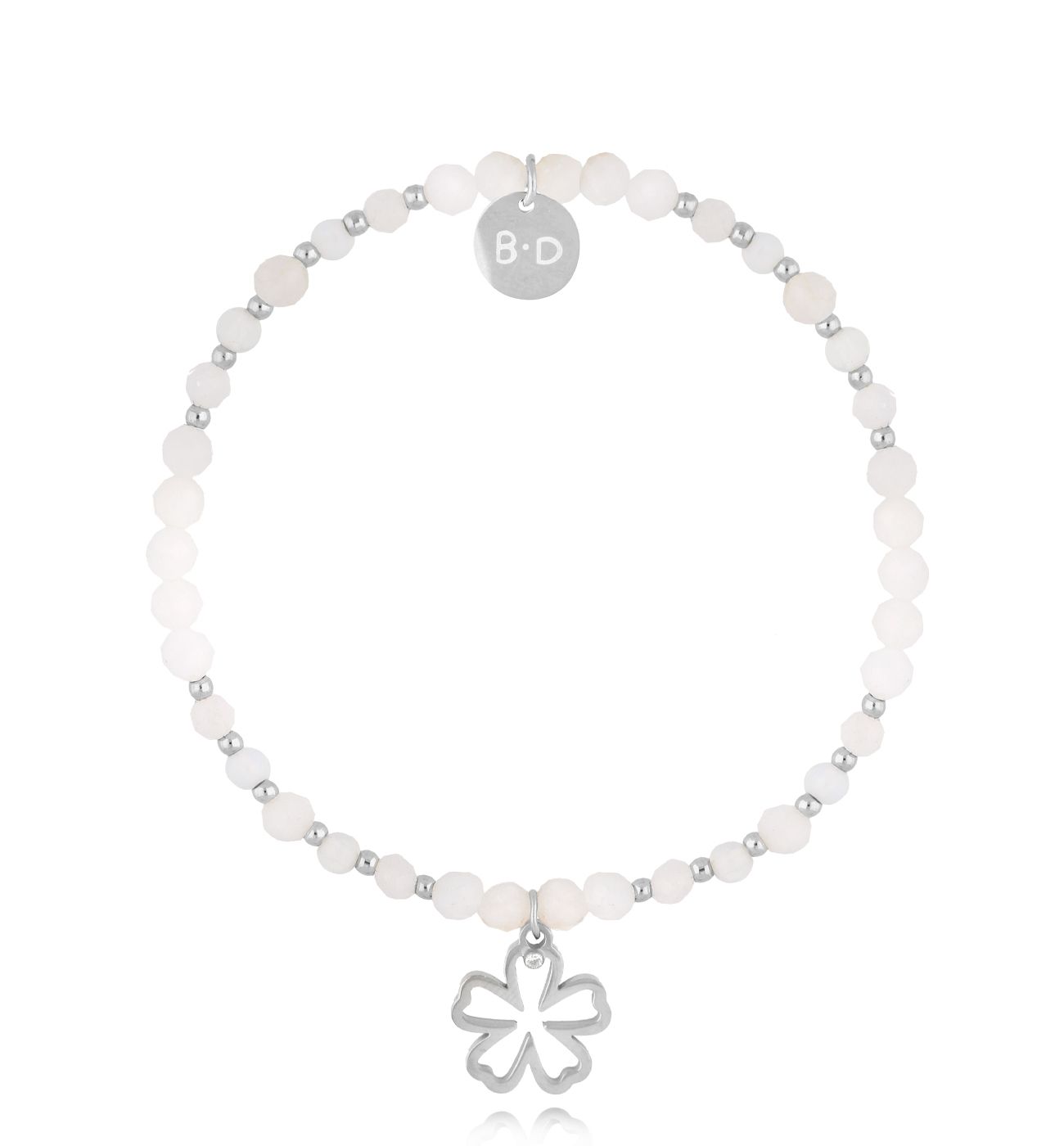 Bransoletka biała z kwiatuszkiem BTW2860