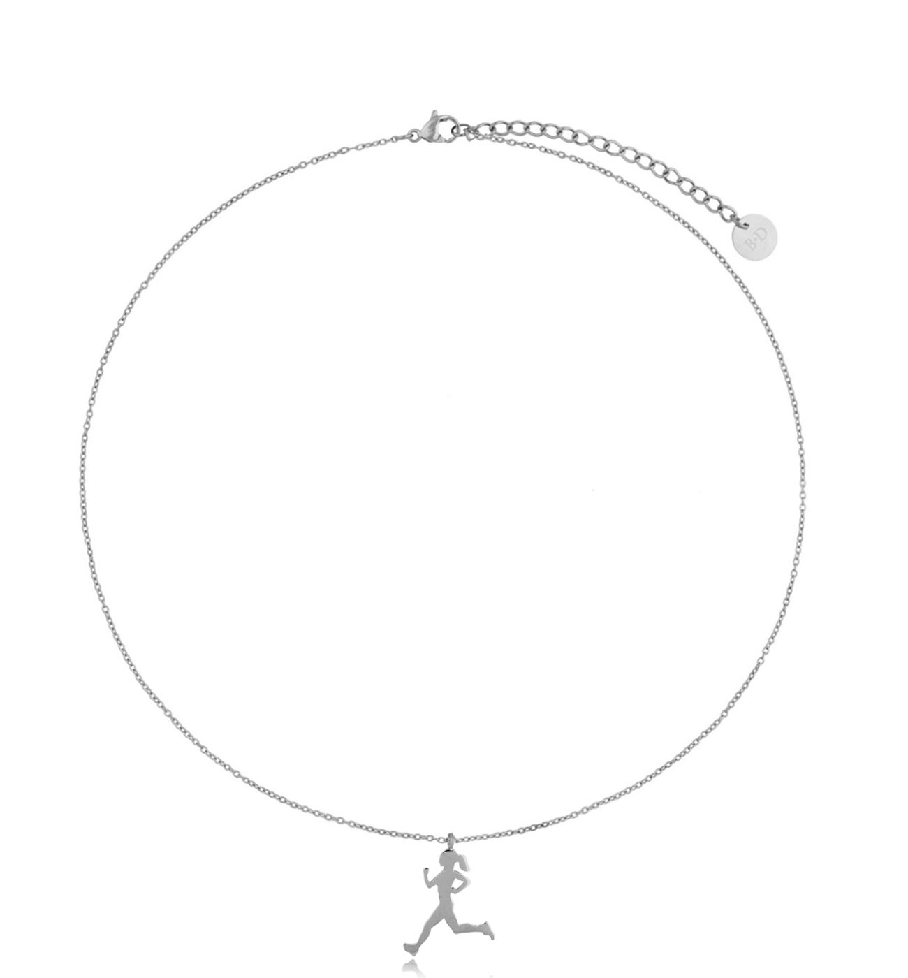 Naszyjnik z biegaczem srebrny Runner - By Dziubeka