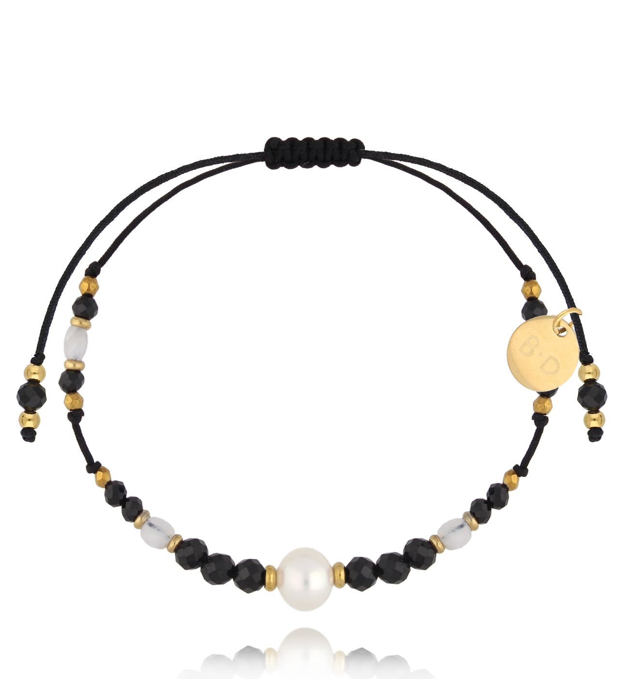 Bransoletka czarna z kamieniami naturalnymi Fiorina BMT0033 - By Dziubeka