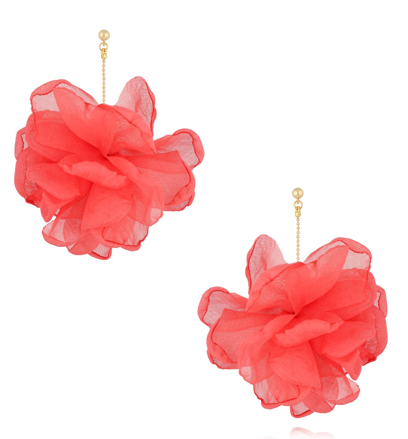 Kolczyki malinowe z tkaniną - By Dziubeka