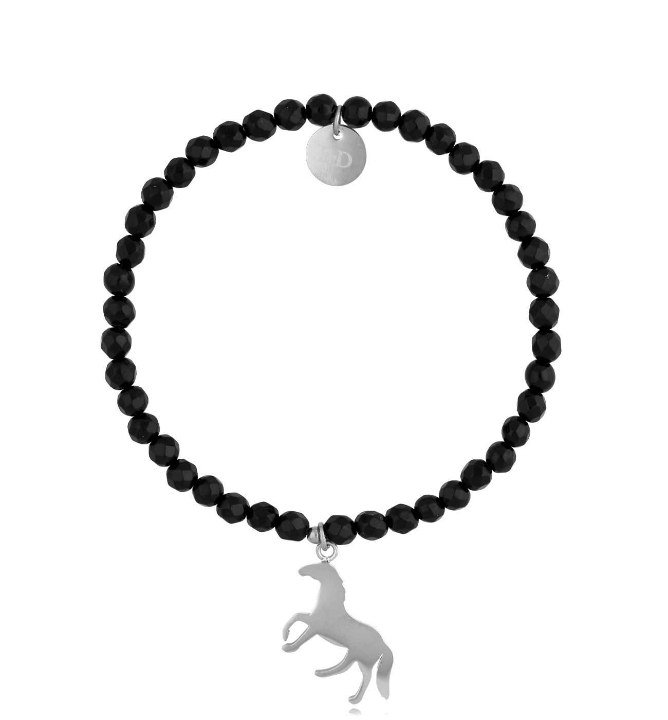 Bransoletka czarna z koniem Serene BSC1038