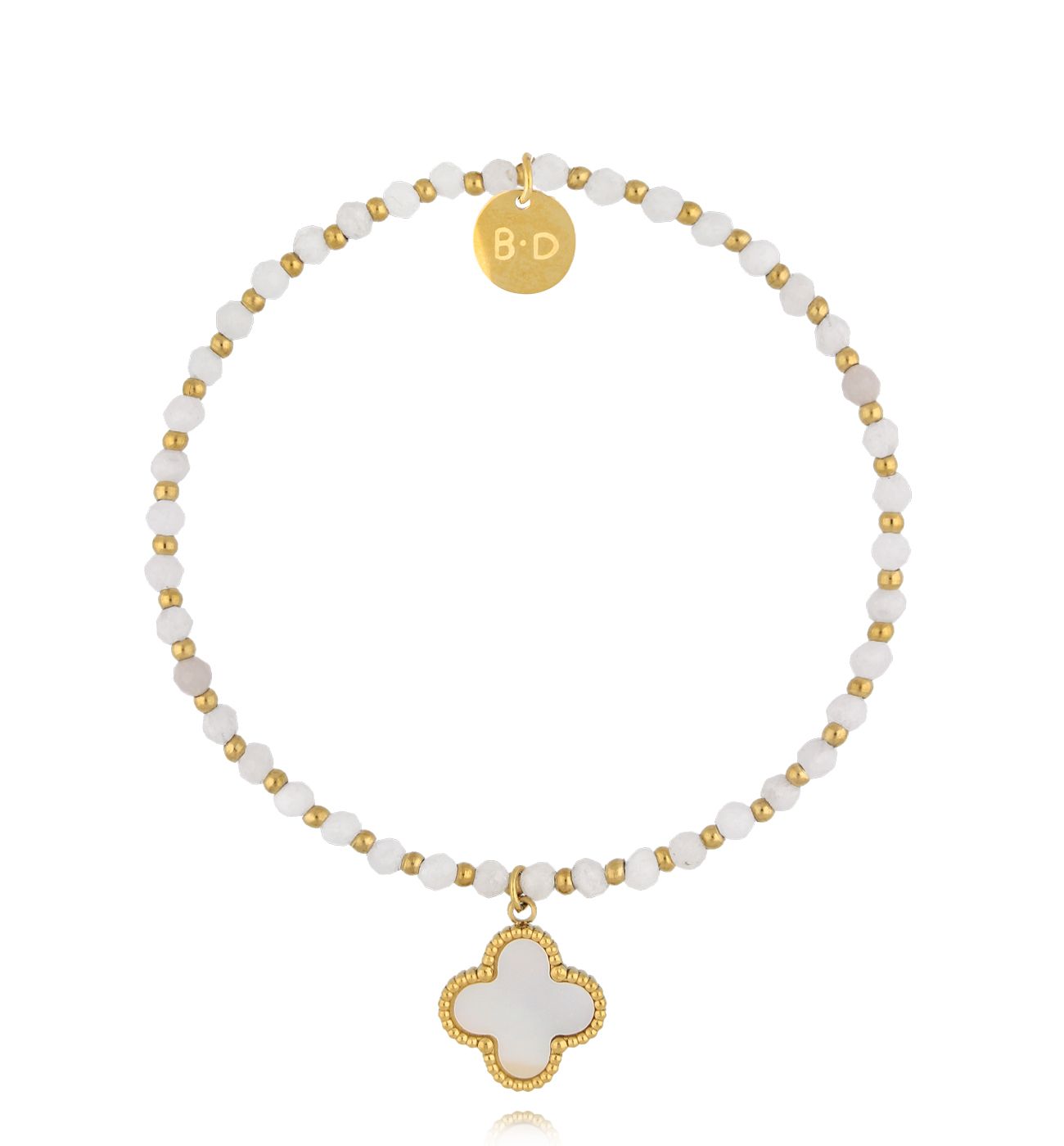 Bransoletka biała z koniczynką - By Dziubeka