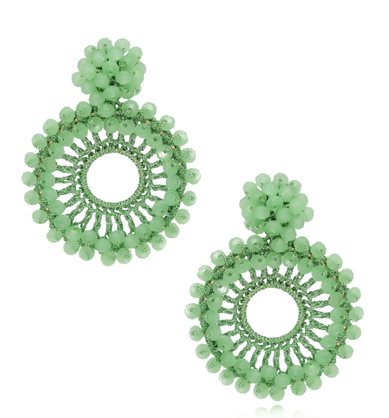 Kolczyki z kryształkami zielone Luminous KWE0018 - By Dziubeka