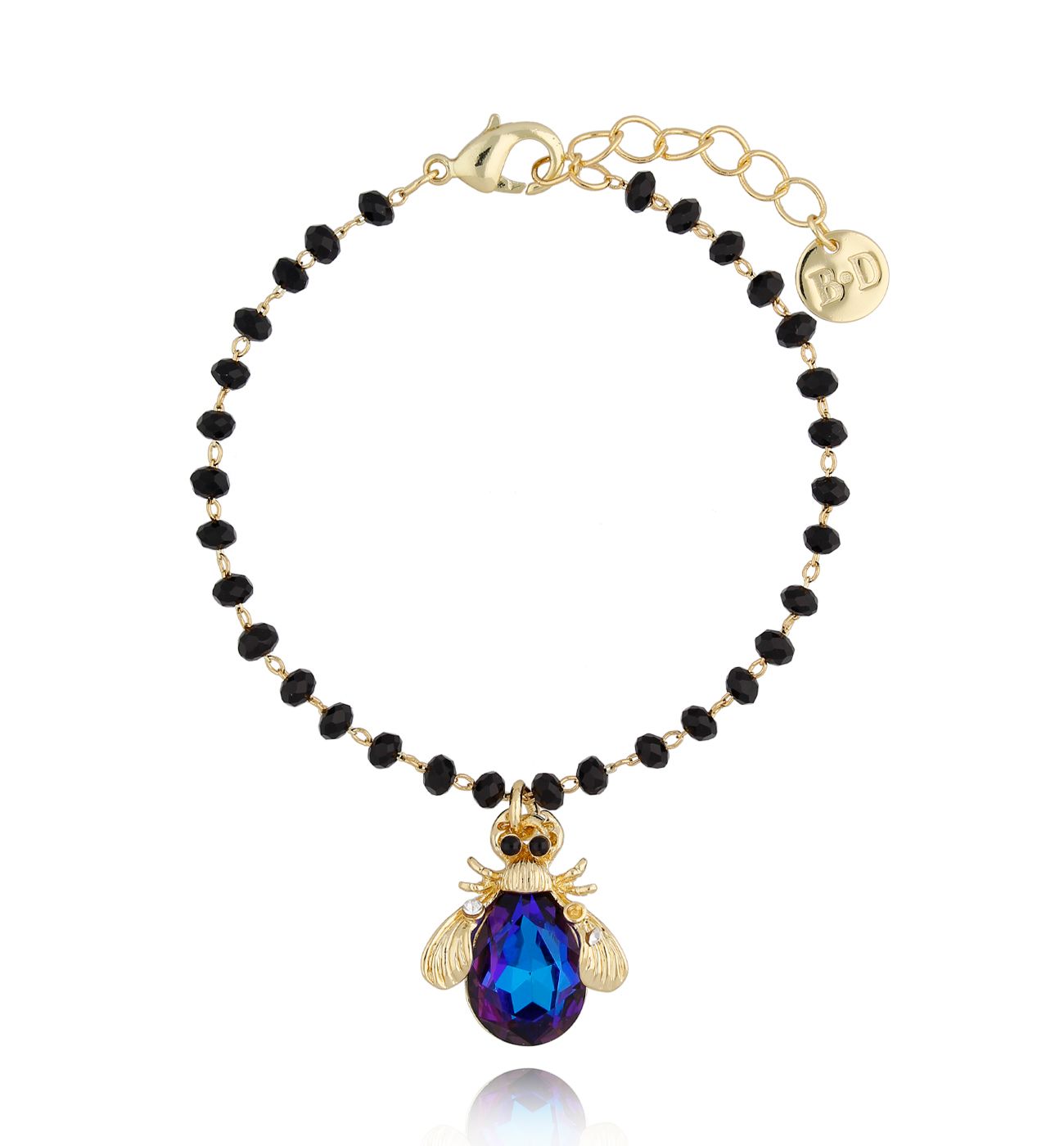 Bransoletka z granatowym owadem z kryształkami BMI0045