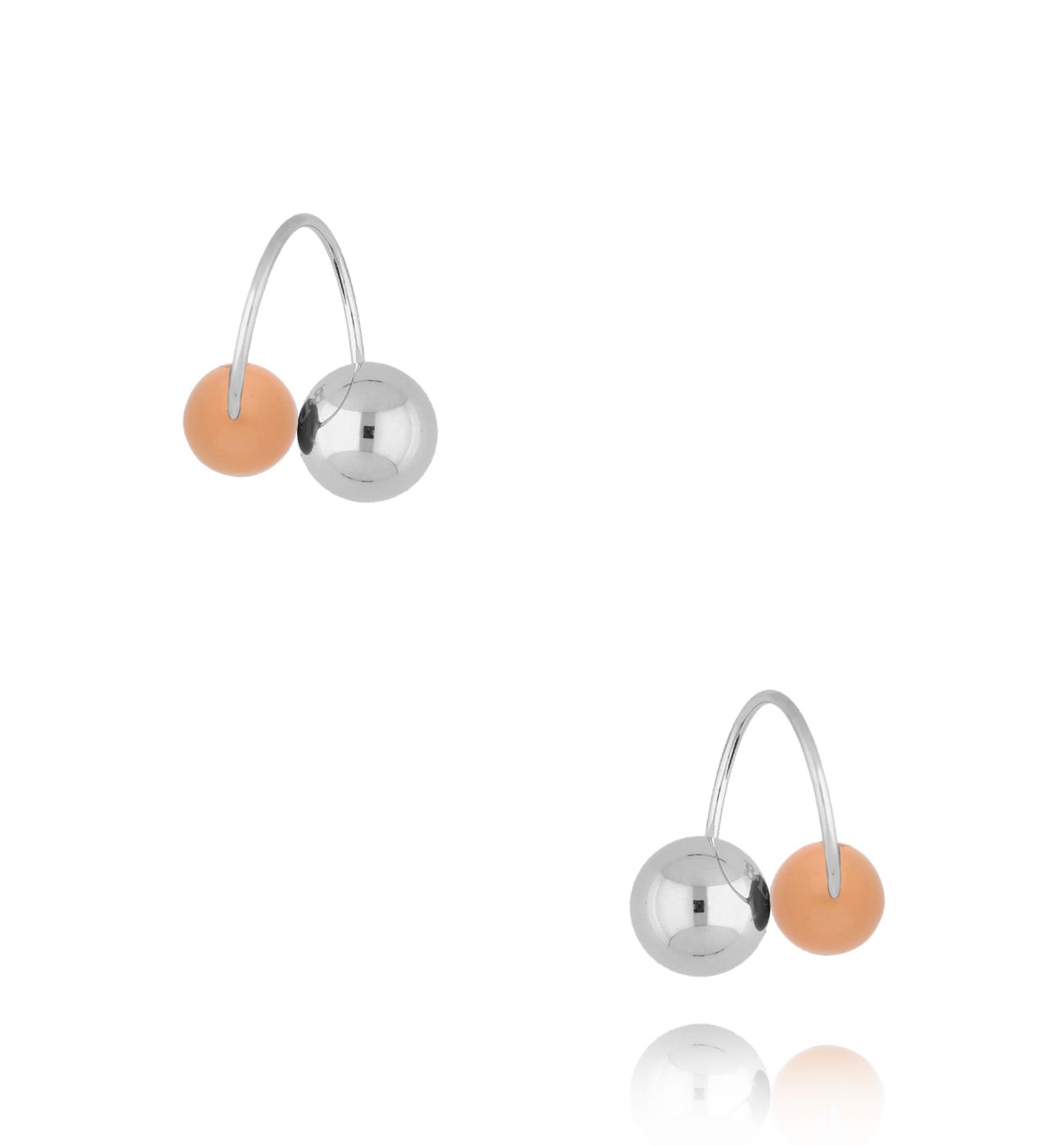 Kolczyki srebrne z kulkami i brzoskwiniową emalią Enamel Balls KSA1605