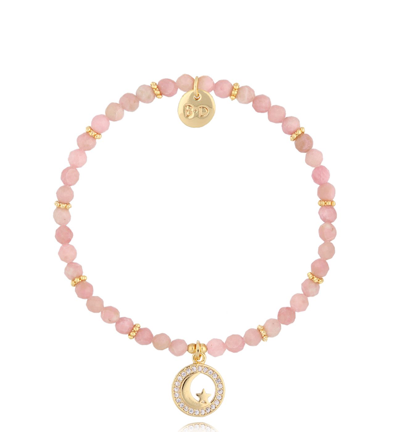Bransoletka z różowymi opalami i księżycem Richmond - By Dziubeka