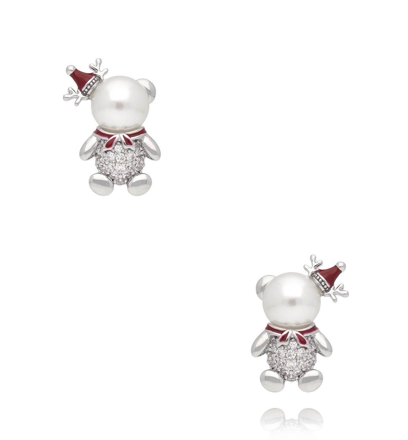 Kolczyki świąteczne z misiami z perełek KSY0299 - By Dziubeka