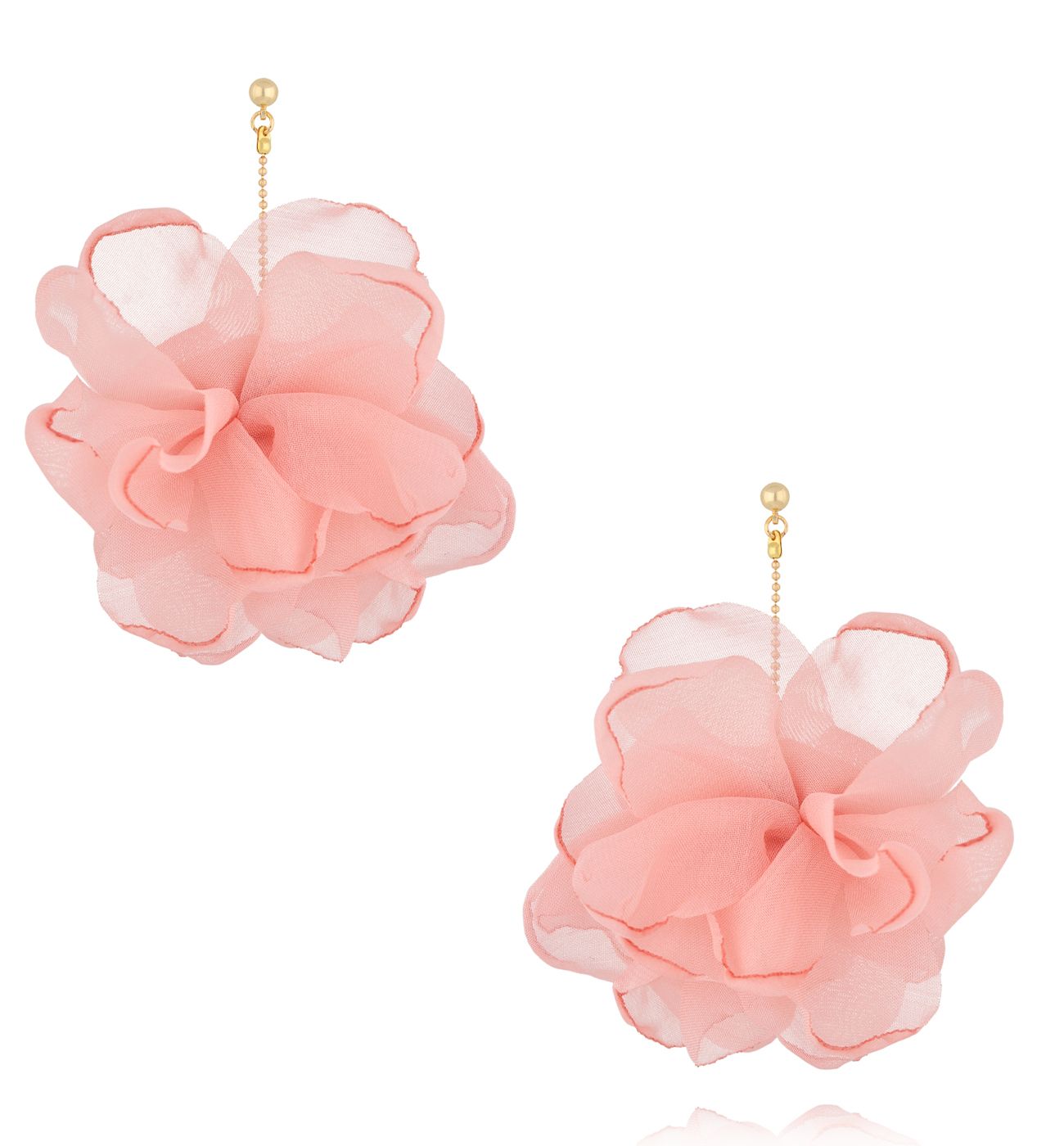 Kolczyki różowe z tkaniną - By Dziubeka