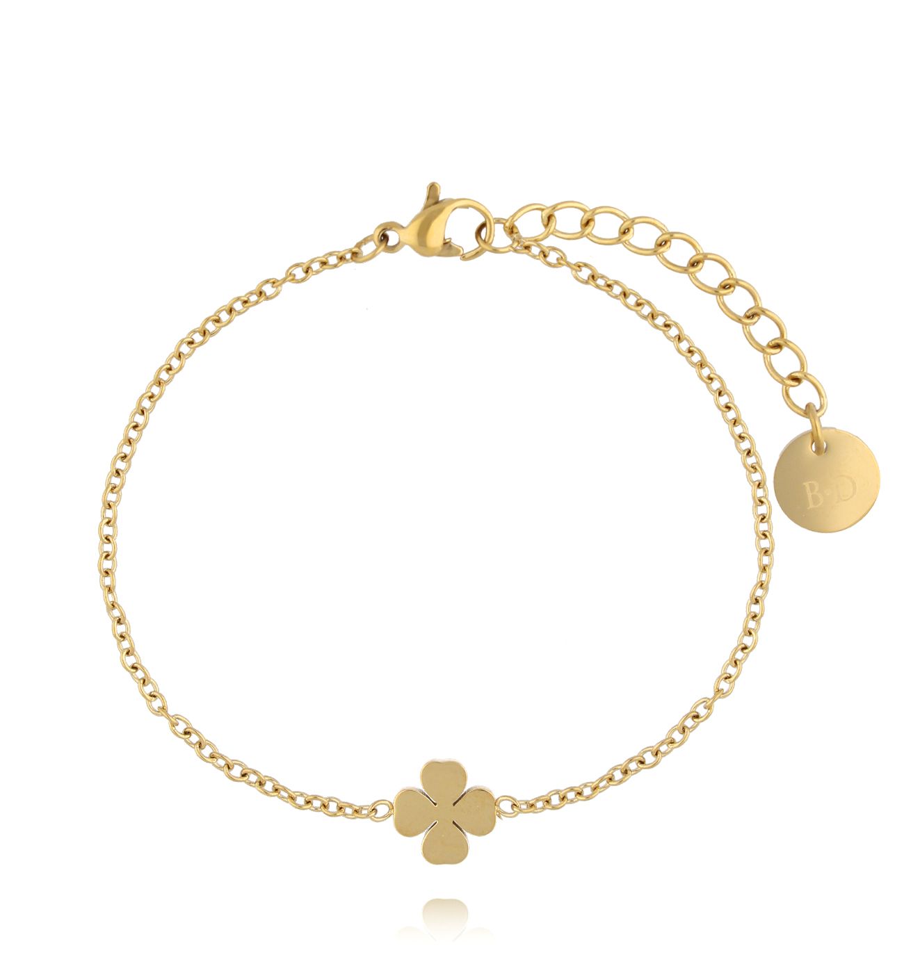 Bransoletka złota ze stali szlachetnej z koniczynką - By Dziubeka